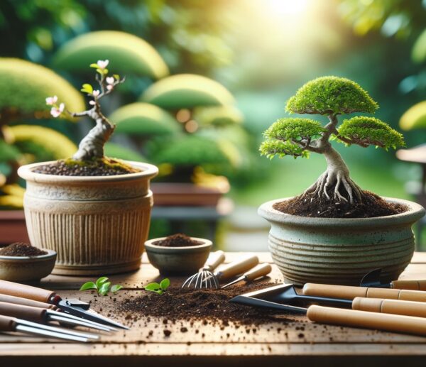 bonsai tree re-potting